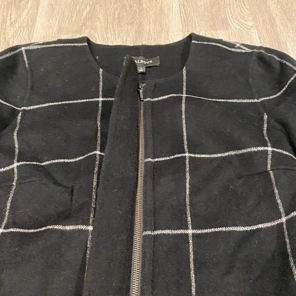 Talbots NWT Windowpane Black Wool Double Faced Jacket - Picture 4 of 9